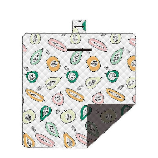 Stort Piknikteppe Vanntett Sammenleggbart Strand Camping Teppe 3 Lag Bærbar Utendørs Matte Tote For Lemon