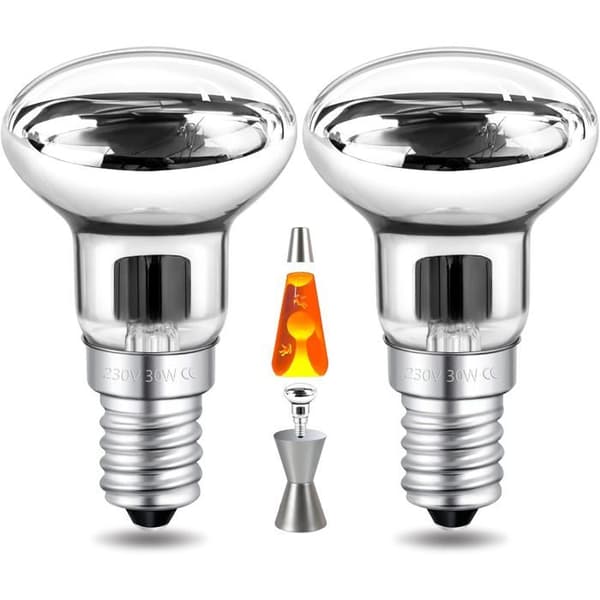 R39 E14 Pære - Pakke med 2 - Reflekterende Glass - Rask Oppvarming 30W - For Lavalamper og Dekorative Lamper