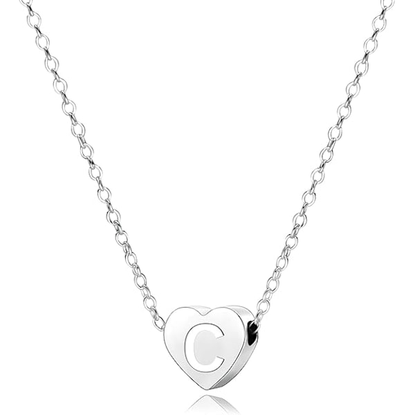 Pääkirjain sydänriipus kaulakorut naisille tytöille naiselle jouluksi syntymäpäivä valmistujaisiin, naiset Choker Tiny kaulakorut C