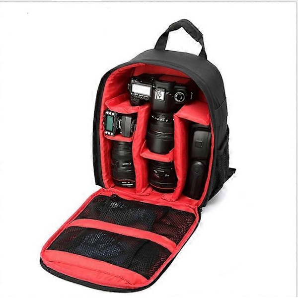 Kameralaukku - punainen (ilman kameraa), vedenpitävä ja iskunkestävä kamerareppu, pieni kameralaukku, matkareppu, kameralaukku Canon Dslr cabl