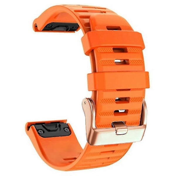 Urremme til Garmin Fenix 7s / 6s Pro / 5s Plus / Instinct 2s, vandrette stribede silikone 20mm rem med rosaguld spænde Orange