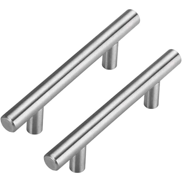 Sæt med 2 sorte aluminiumsgreb til skabslåger, enkel stil.