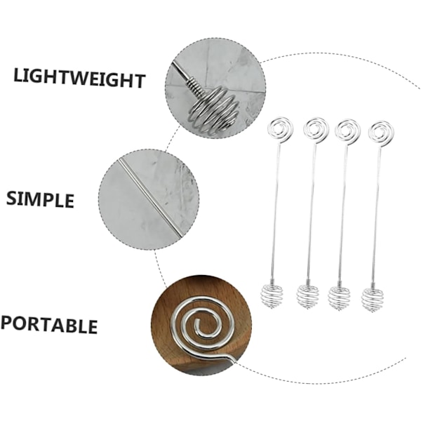 4 stk Honningblander Kaffe Sirup Honningøse Honningkake Dyppe Metallvisp Fjær Swizzle Sticks Honning Rørpinner Mini Skje