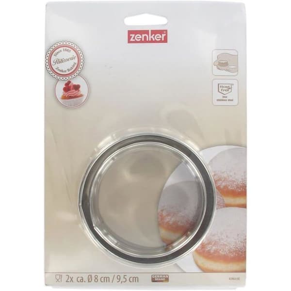 Runde kakestikkere - Sett med 2 - Rustfritt stål - For smultringer og shortbread-kjeks - Baking og matlaging - 9,5 cm og 8