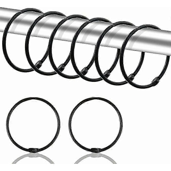 24 kpl 50 mm pyöreitä verhorenkaita - Metalliset verhopidikkeet verhoille ja verhotangoille (musta)