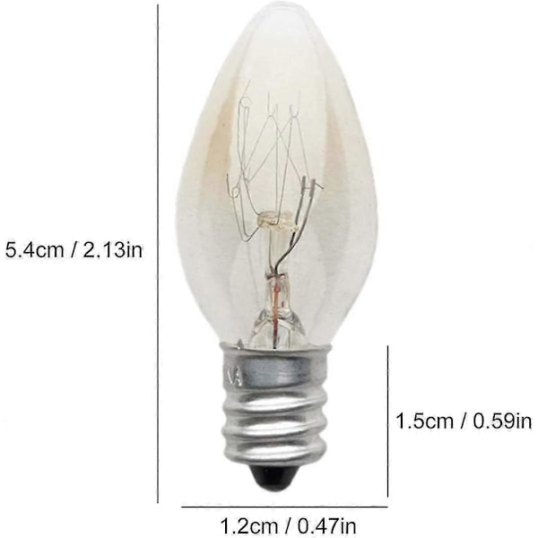 6 Stk. Pære E12 Glødelampe 220v 10w C7 Spids Boble E12 Lille Skrue Saltlampe, Natlampe Med Pære Til Saltlampe, Glødelampe Tu