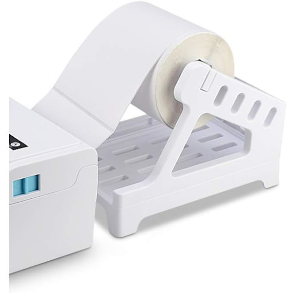 Etiketthållare för termiska etikettrullar och vikta etiketter, etikettdispenser för 6x4 etiketter, tillbehör för termisk etikettskrivare, elegant vit design