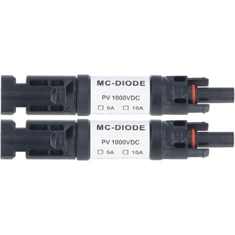 MC-D Pakke med 2 Solcelle PV-kontakter 1000V med integrert anti-reversdiode, IP68 vanntett for solcellepanelkobling (20A)