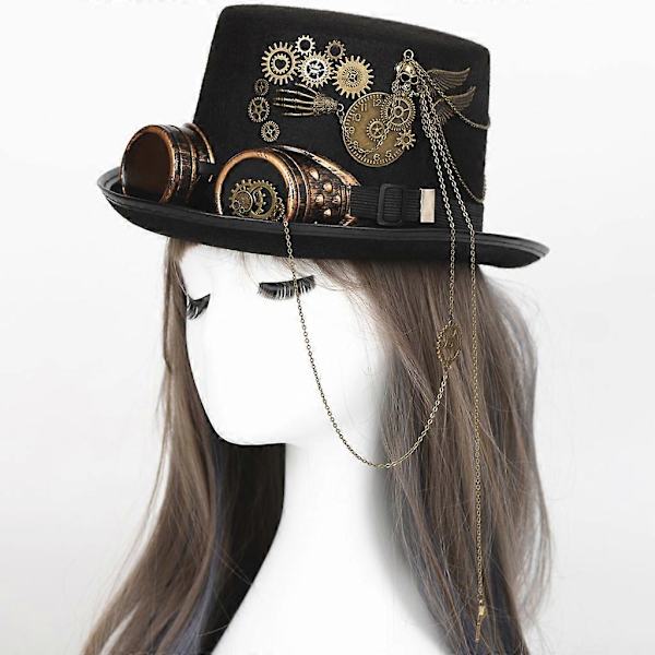 Steampunk Hatt med Cosplay Party Briller for Tilbehørsforkledning