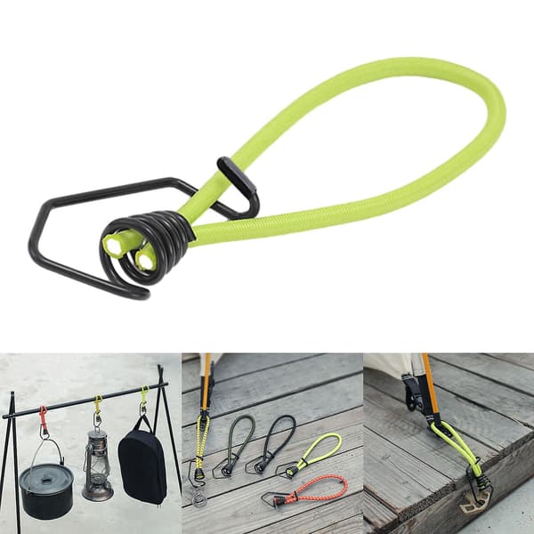 Elastiksnor med krog 6 mm reb Elastik Baldakin Bindere til Lastbiler Bannere Camping Sort Neon Green 20cm