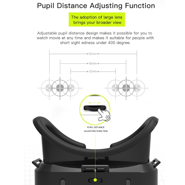 3D VR Virtual Reality Briller, Nyd de Bedste Spil og Videoer (med Bluetooth Controller), Kompatibel 5 Tommer - 7 Tommer