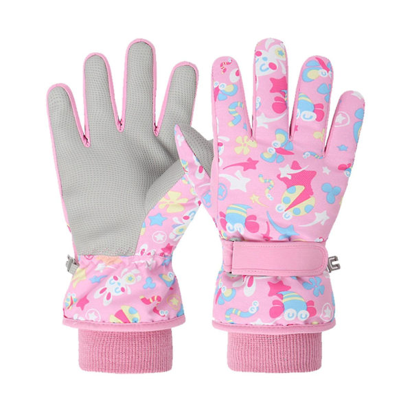Vanntette Skihansker for Barn, Vinter, Sprutsikre, Varme og Myke Hansker for Gutter og Jenter Pink S-Palm Width 3.5In