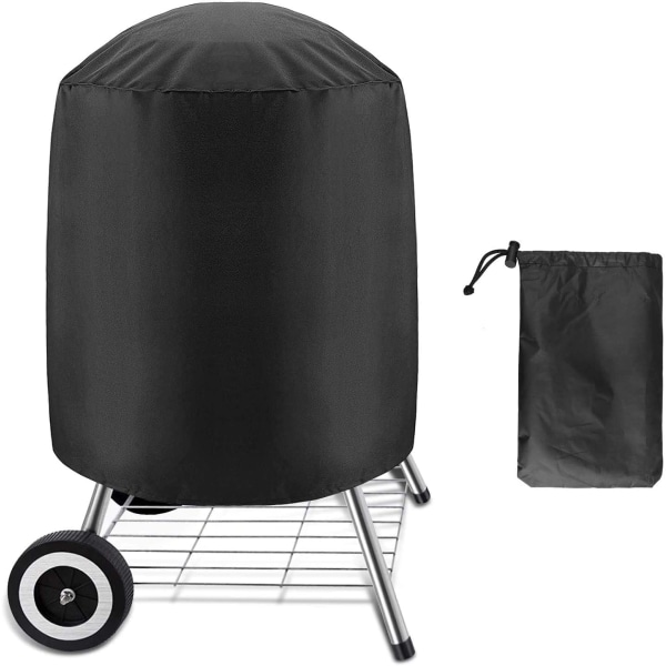 Waterproof Barbecue Grill Cover, 210D Heavy Duty Smoker Cover Round Grill Covers Dome Gas Outdoor Charcoal Grill Cover (24 x 28.5In, Black)