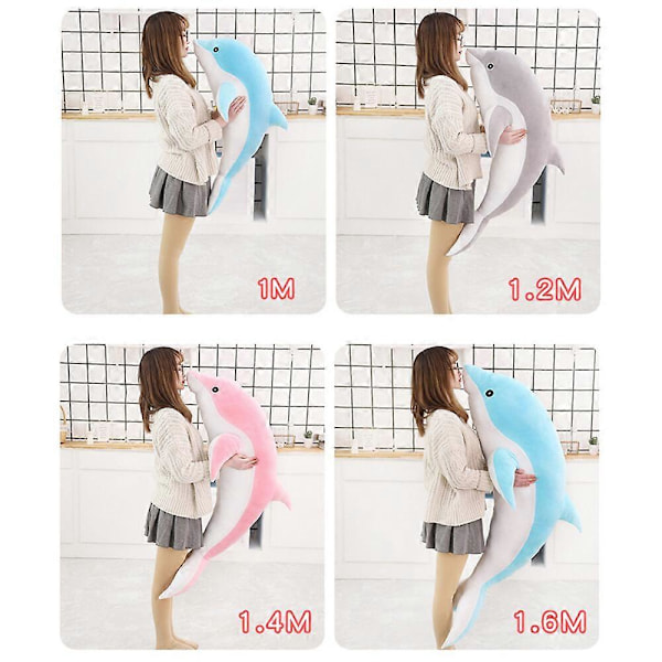 Dolphin Plysj Leke Pute - Myk og Komfortabel Stoffdyr Dukke Julegave Til Barn Grey 50CM