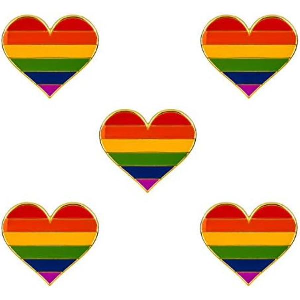 5 kpl Biseksuaalinen ylpeys sydänmuotoinen rintaneula, pinssi, lippu, rintaneula Rainbow 5pcs