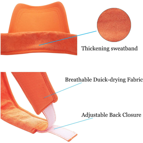 Solskydd i flera färger för kvinnor och damer, lång topp tjockare svettband justerbar hatt för golf Cykling Fiske Tennis Orange