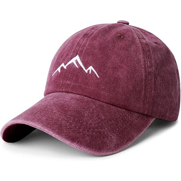 Basebollkeps för Män - Toppbroderad Basebollkeps, Klassisk Tvättad Vintage Avslappnad Passform Dad Cap Justerbar Strapback Keps. Red