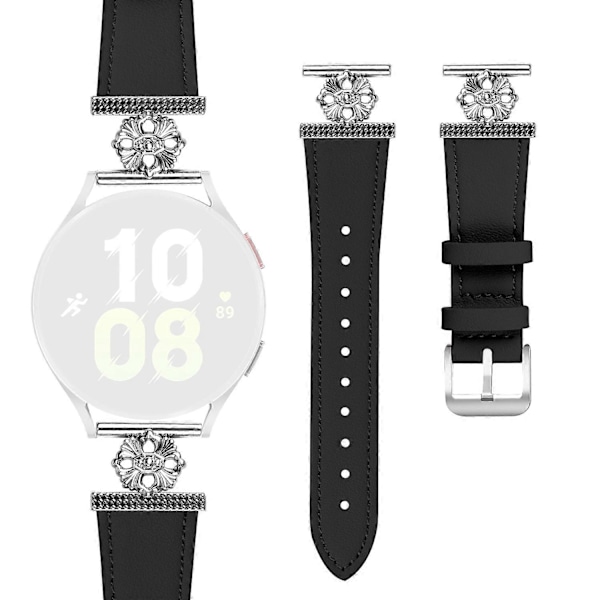 Rem til Garmin vivoactive 5/Garminactive 5 Ur - Ægte Ko-Læder med Blomstrende Dekoration, Justerbar Multicolor Style A