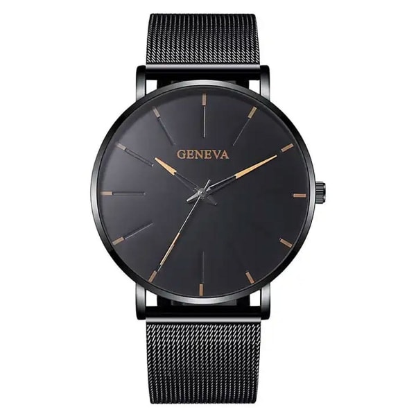 Snygg klocka med metallarmband i mesh - Flera färger Svart
