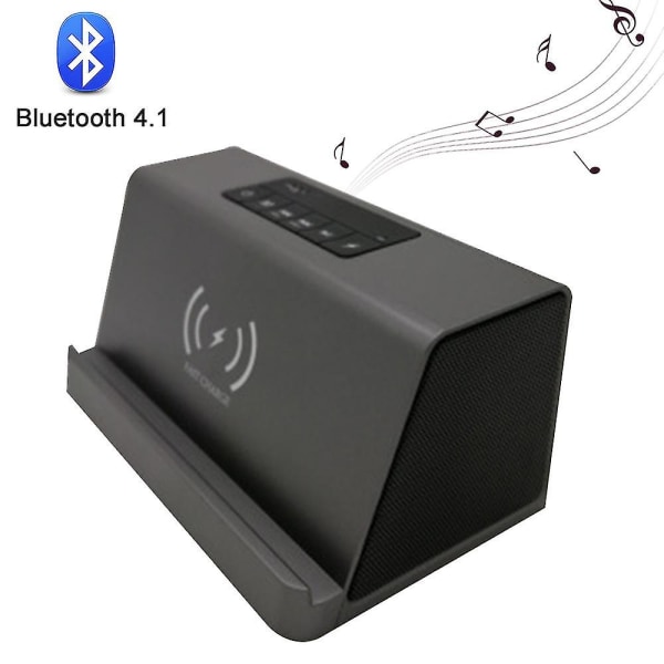 Bærbar Bluetooth V4.1 10 Watt Højttaler med Qi Trådløs Opladning Lade Dock Stativ, Premium Stereo Lyd