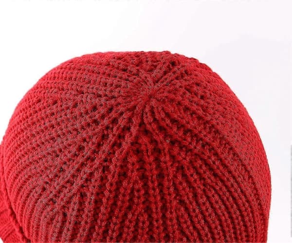 Hatt med skärm för män, vinter, stickad, tjock, utomhus Red One Size