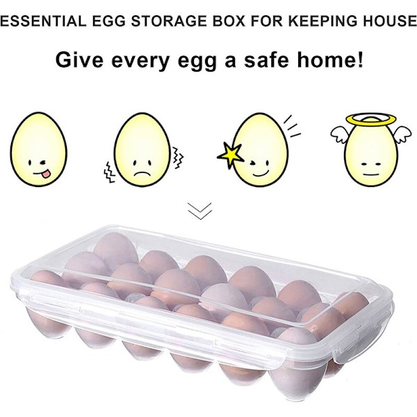 Kjøleskapsplastisk eggkartong Stabelbar egglagringsplastisk egglagringsboks