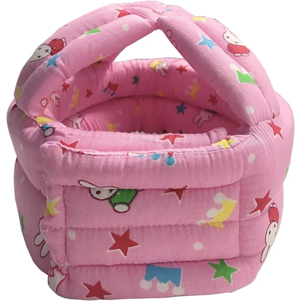 Babyhjelm Spædbarnshovedbeskytter Toddler Beskyttelseshue Bomuld Justerbar Sikkerhedshjelm til at Lære at Klatre og Gå Pink Rabbit