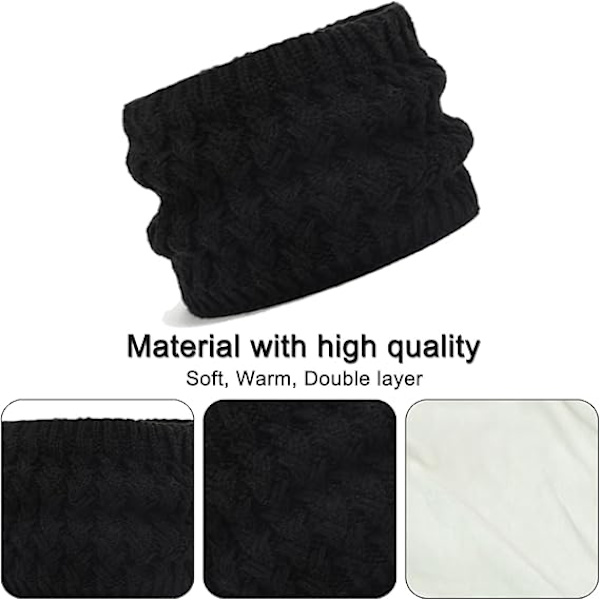 Vintermössa, Halsduk och Vantar Set för Barn, 3-Delar Stickad Varm Crochet Tjock Fluffig Halsduk Pom Pom Mössa Två Fingrar Touch Screen Vantar Set Black