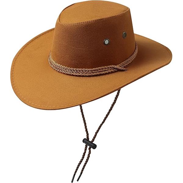 Cowboyhatt Western Solhatt Faux Filt Läder Mocka Maskerad Fest Kostym Outfit Resa Utomhus Solskydd För Herrar Dam Beef yellow