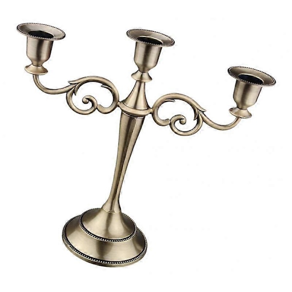 3 Ljusstake Pillar Ljusstake Matsalsrekvisita- Bronze