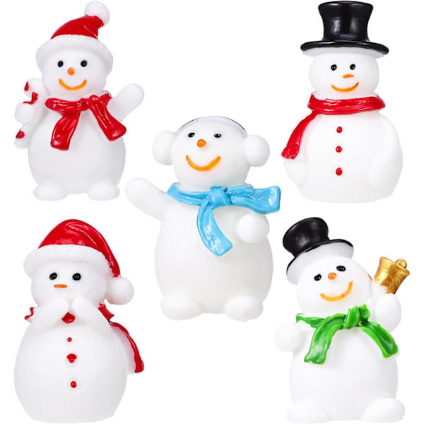 5 kpl Mini Lumikkohahmoja Joulu Miniatyyri Lumikko Hartsi Lumikko Hatulla käsitöihin DIY Joulujuhliin