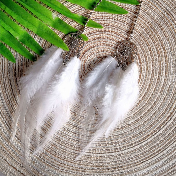 Bil Backspegel Hänghänge, Feather Dream Catcher-grå white