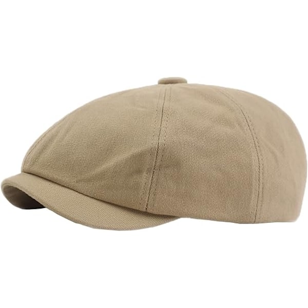 Dame Newsboy 8-Panel Cabbie Painter Baker Boy Fladt Hat til Mænd og Kvinder Bomuld Spids Visor Beret Hat B:Khak