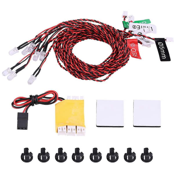8 LED Belysningssystem Kit Simulation Blinkende Lys Til RC Fly Helikopter