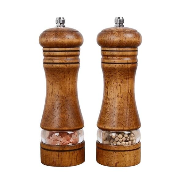Justerbar pepparkvarn i trä kryddflaska 15 cm 2-pack