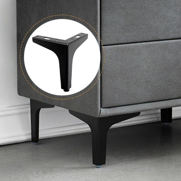 4-pak 10 cm sorte metalmøbelben - til skabe, sofa, kaffebord