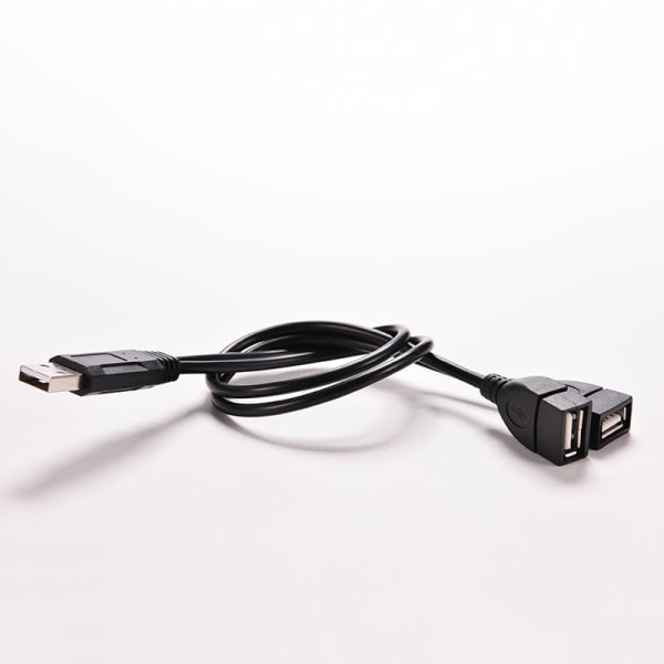 USB 2.0 A hann til 2 doble USB hunnkontakter Y-splitter hub strøm C svart 1. svart 1 stk