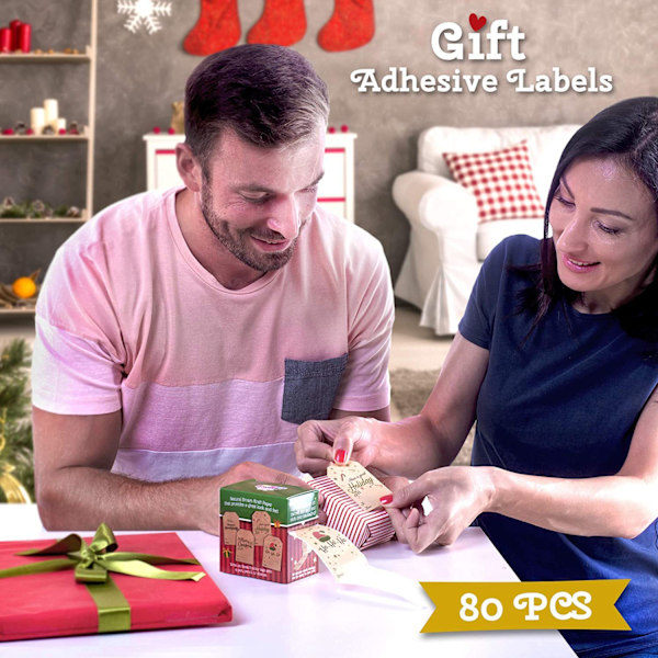 300 kpl/rulla Kraft-paperia Joulu Merry Christmas -tarra Joululoma Lahjapaketin koristelu Käsin kirjoitettu itseliimautuva tarra