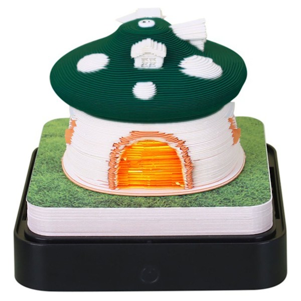 2024 Kalender Memoblok Med Lys Interessant Formet 3d Kalender Notesblok Til Familie Ven Nabo Gave Mushroom House Green