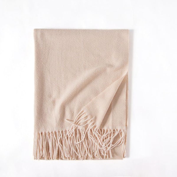 Ensfarget Bølge Lett Stripet Nytt Skjerf Dame Vinter Frisk Søt Macaron Monokrom Mellomlang Light orange 70*180cm