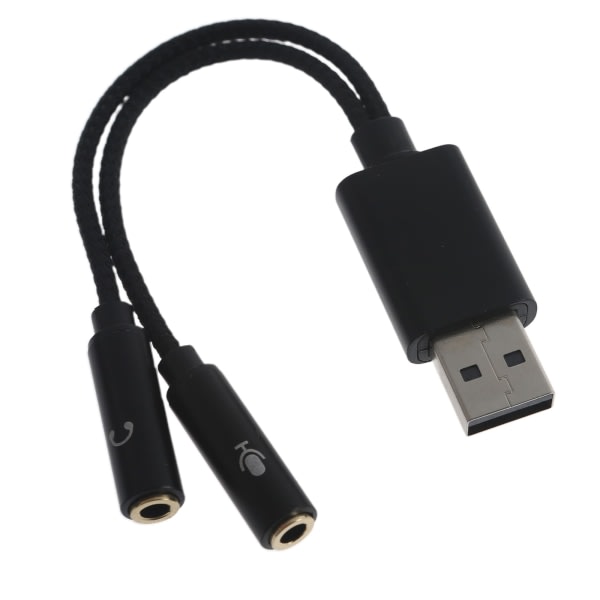 USB-3,5 mm -ääniadapteri USB-äänikortti 3,5 mm Aux-muuntimella kuulokkeille PC-kannettaville Linux-työpöydille Musta