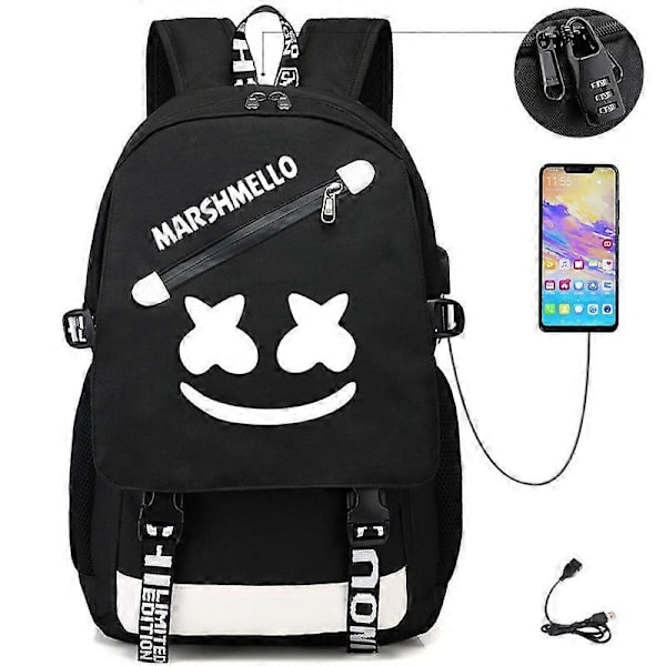 Anime Självlysande Ryggsäck Noctilucent Skolväskor Dagsryggsäck USB-laddningsport Laptopväska för Coola Tjejer Pojkar Tonåringar Utomhusryggsäck Typ 3