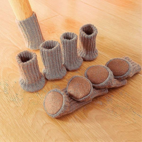 24 st Stolsstrumpor Hög Elastisk Möbelstrumpor Pads Halkfria Stolsben Brown