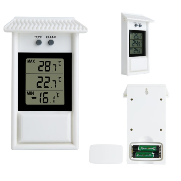 Digital växthustermometer Max Min termometer För att övervaka höga och låga temperaturer i ett växthus white
