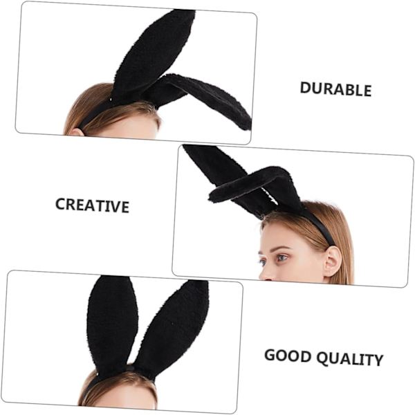 Kaninöron pannband cosplay kaninöron pannband kaninöron hårbågar kostym hårband cosplay huvudbonad kaninöron hårband kostym håraccessoar Black