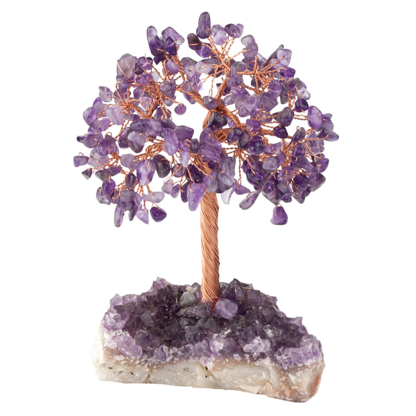 Naturlig Ametist Blomma Original Malm Oregelbunden bas Träd Kristall Grus Blad Öde Träd Konstverk Ornament purple