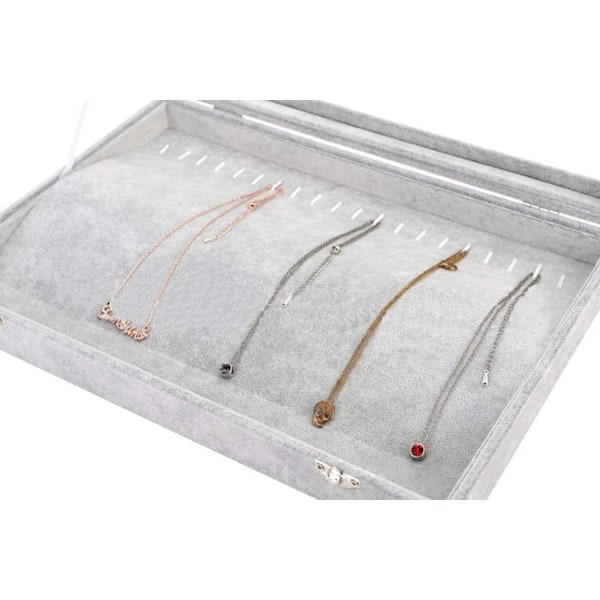 Øreringeorganiser, Øreringeholder med låg i klar velour, Smykkeskrin Display Vitrineskab Låsbar, Støvtæt, 32cm(L) X 24cm(B) X 5cm(H) 3