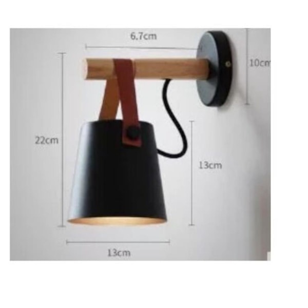 Nordisk stil væglampe E27 massiv træ væglampe 13cm sort 1