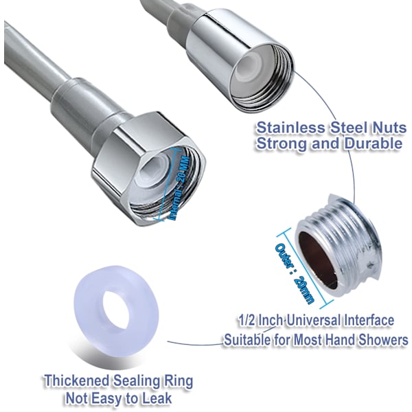 Forår Fleksibel Bruseslange, ABS Fleksibel Teleskopisk Bruseslange, Badeværelse Spiral Fleksibel Bruseslange til Toilet Hane, Bidet Sprøjte, Håndbruser - 3M Grey