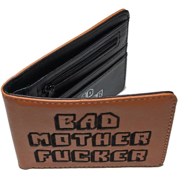 BAD MOTHER F***ER Pulp Fiction Bifold Ruskea Miesten Lompakko Kirjailtu Kolikko- ja Korttilokeroilla, Monivärinen, 11.5x9 cm (4.5''x3.5'')